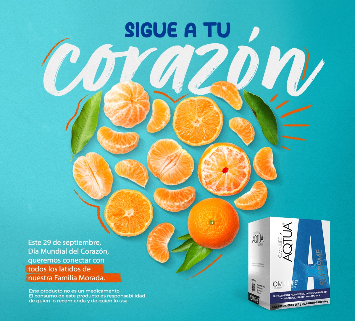 OMNILIFE AQTÚA Supreme Mandarin Flavor: Activate your cellular energy from within! (30 sachets) 
