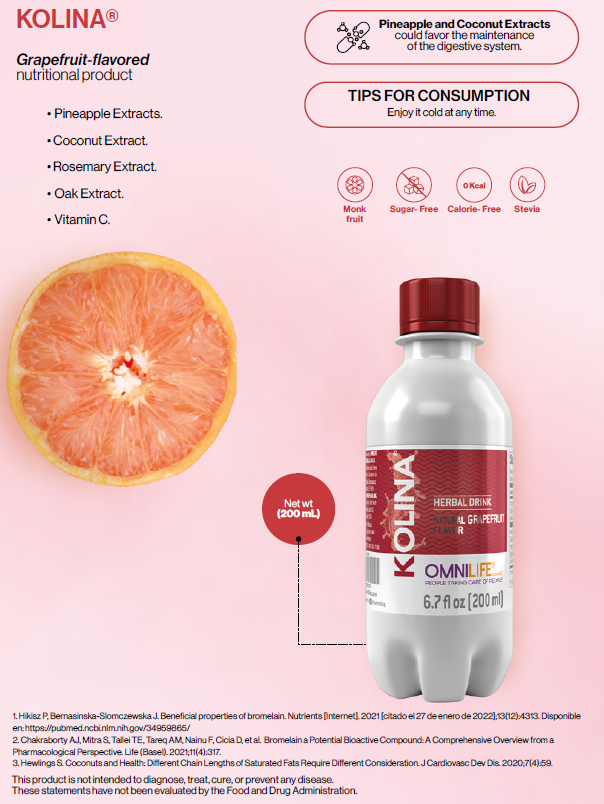 KOLINA – Bebida Herbal Carbonatada con Vitamina C y Sabor Toronja (200ml) Six Pack