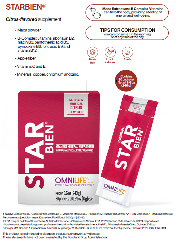 STARBien Naranja Limón – Energía y vitalidad con maca y vitaminas